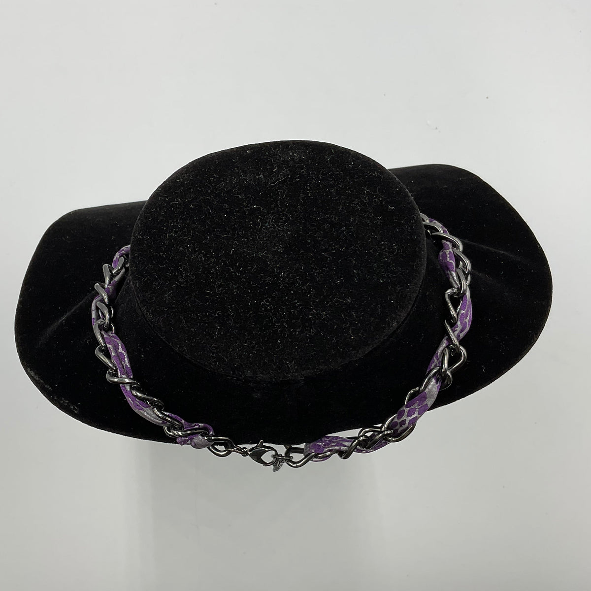Purple Fabric Threaded Chain Necklace