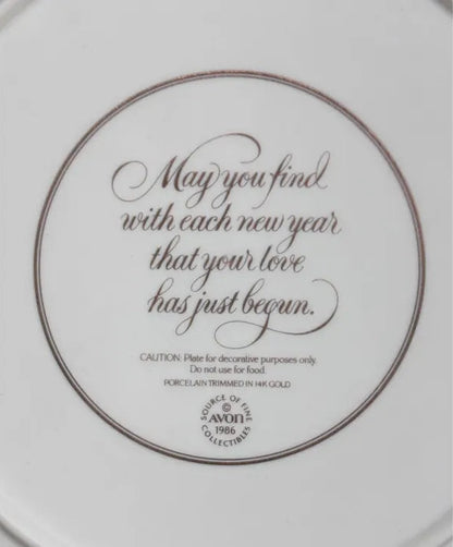 Avon Classic 14K Gold Trim Porcelain Wedding Plate Vintage 1986 in Original Box