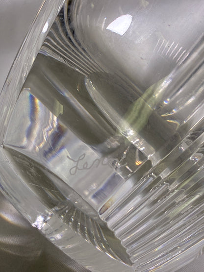 Lenox Crystal Vase Modern Contemporary Clear Ribbed Pinstripe Cut Glass Vase