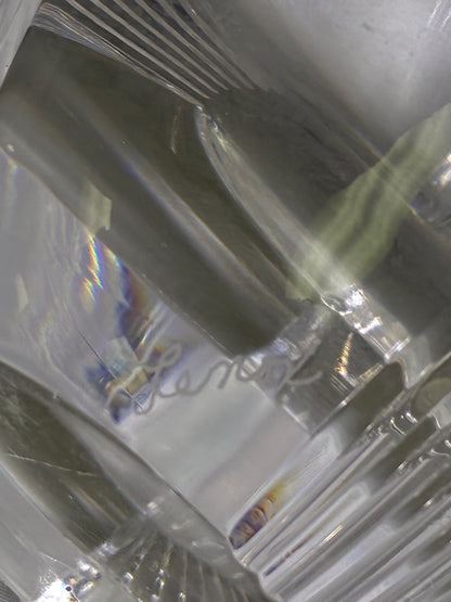 Lenox Crystal Vase Modern Contemporary Clear Ribbed Pinstripe Cut Glass Vase