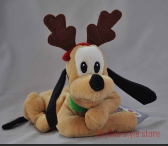 Pluto Christmas Reindeer Mouseketoys Disney Plush Bean Bag Stuffed Dog Christmas New