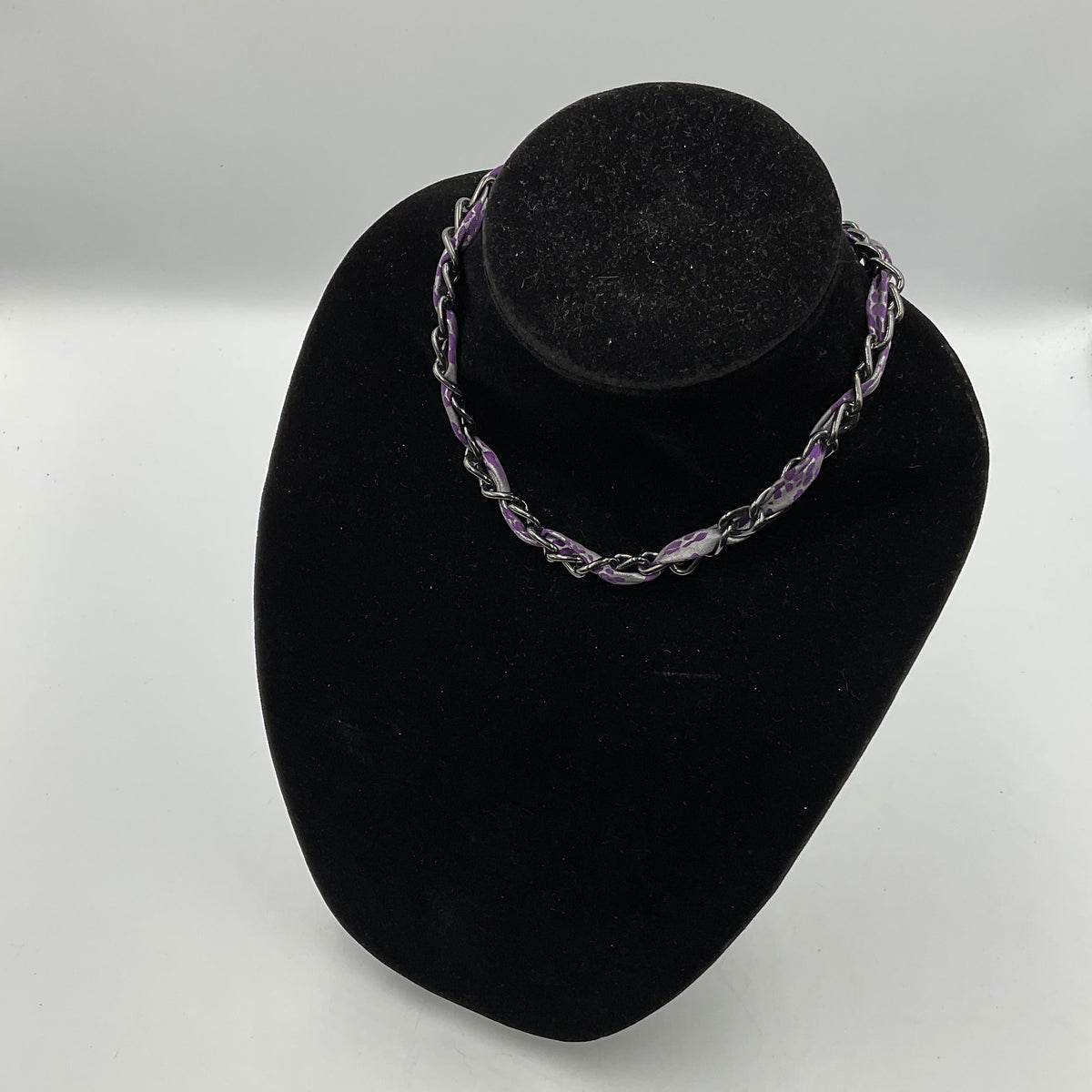 Purple Fabric Threaded Chain Necklace