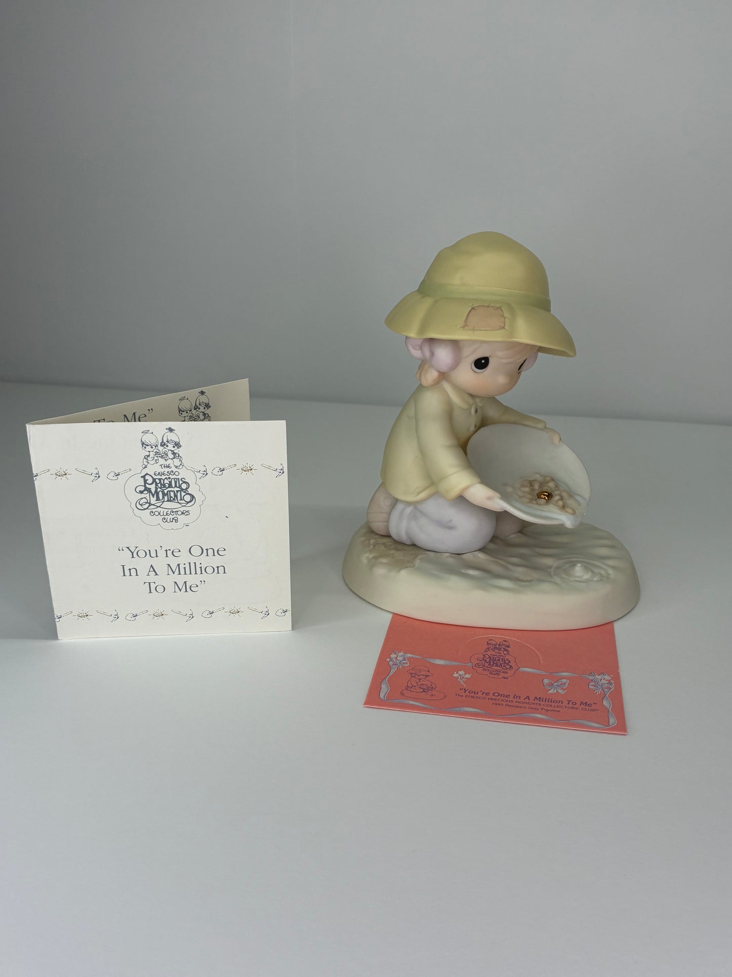 Precious Moments Vintage 1994 1995 Members Only Figurine "You're One in a Million to Me" Hand Painted Porcelain Collectible Figurine Original Box