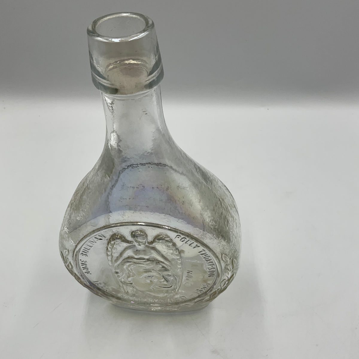 Vintage Wheaton Helen Keller Iridescent Carnival Glass Bottle