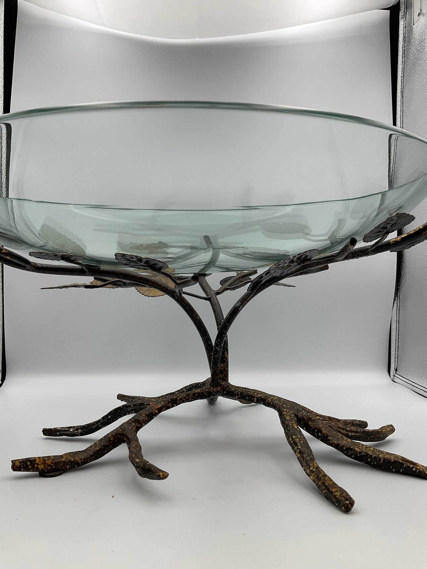 Kensington oversized glass bowl with twig and leaves base