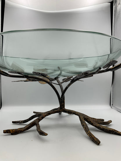 Kensington oversized glass bowl with twig and leaves base