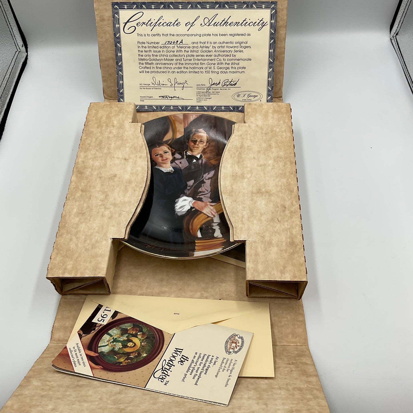 W.L. George Bradford Exchange Gone With The Wind Melanie and Ashley 1989 Box COA