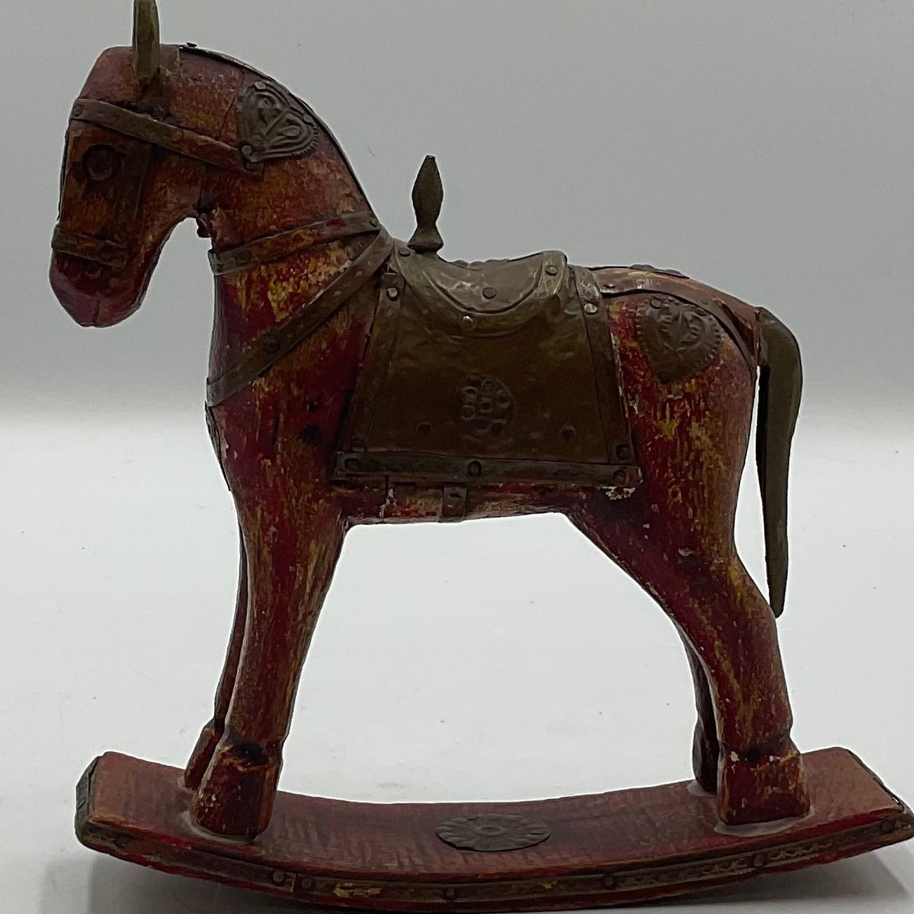 Hand Carved Vintage Mini Rocking Horse 6" Sculpture