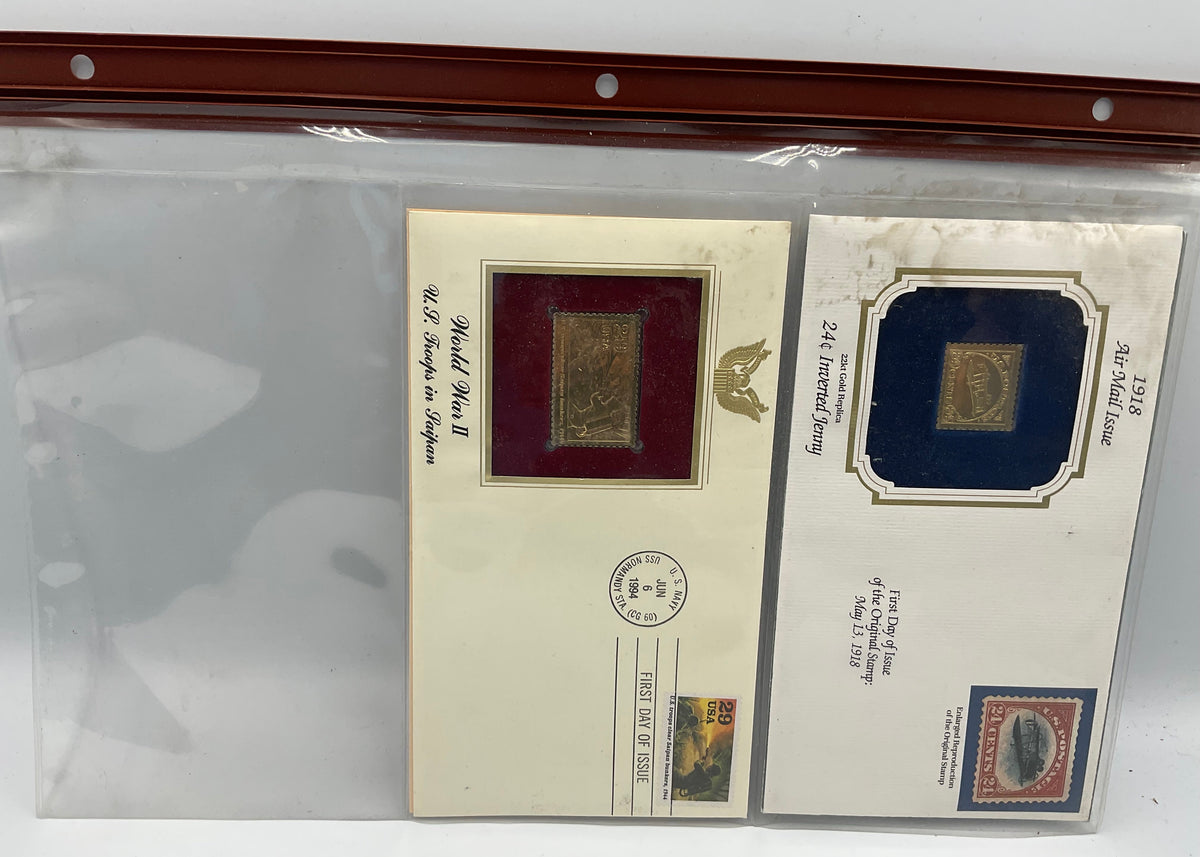 Golden Replicas of United States Stamps with First Day Covers 22k Gold Replica