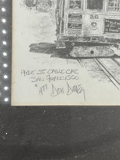 1977 Don Davey Hyde St. Cable Car #28 San Francisco Signed Print Framed Vintage