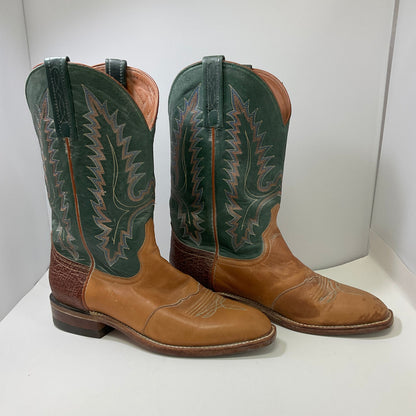 Lucchese 2000 Cowboy Western Boots Size 8D Green and Brown Leather