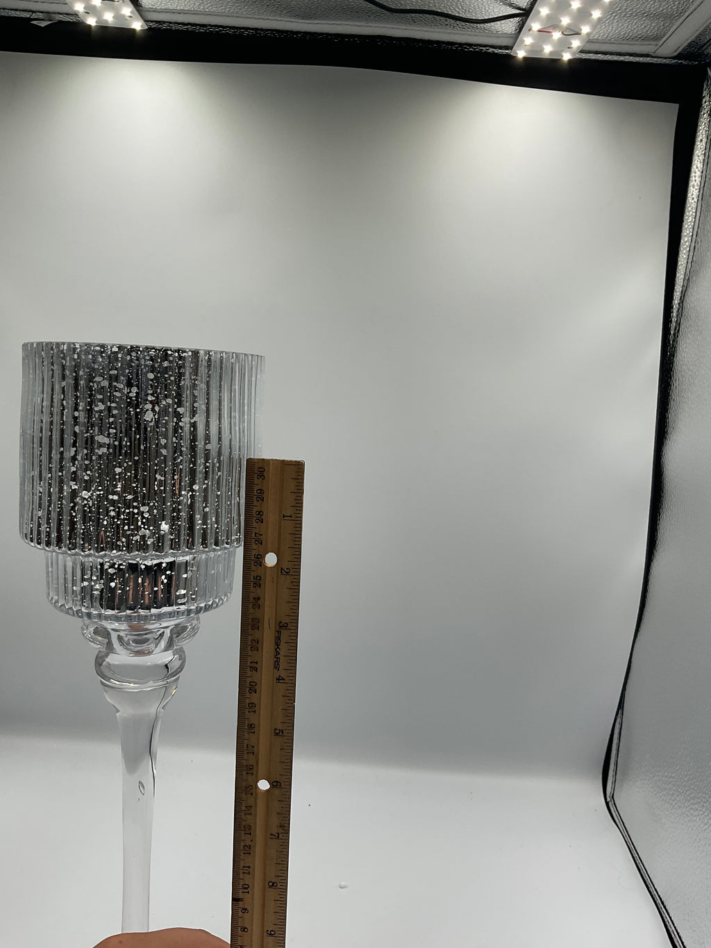 Kirkland home set of 3 glass silver hurricanes