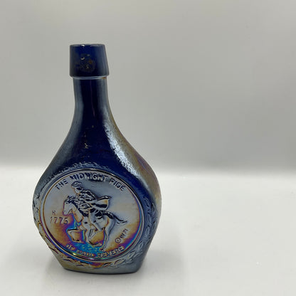 Vintage Wheaton Blue Iridescent Carnival Glass Bottle