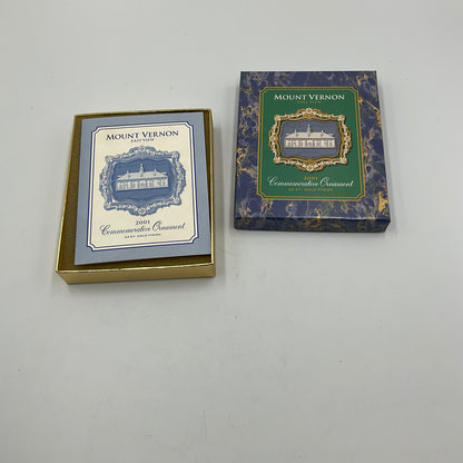 2001 Commemorative Ornament East View Of Mount Vernon In Box