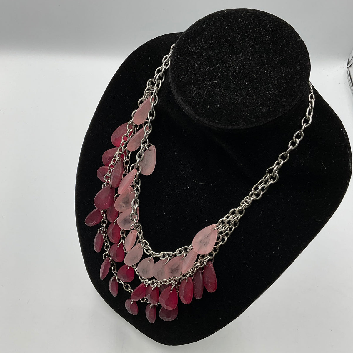 Pink Red Burgundy Tear Drop Dangle Pendants Chain Necklace
