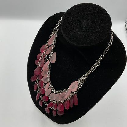 Pink Red Burgundy Tear Drop Dangle Pendants Chain Necklace