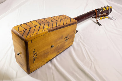 Hand-Carved Wooden Guitar Small Handmade Real Musical Instrument Art