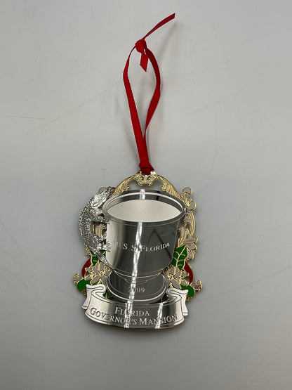 2009 Florida Governor's Mansion Christmas Ornament USS Florida Silver Punch Cup