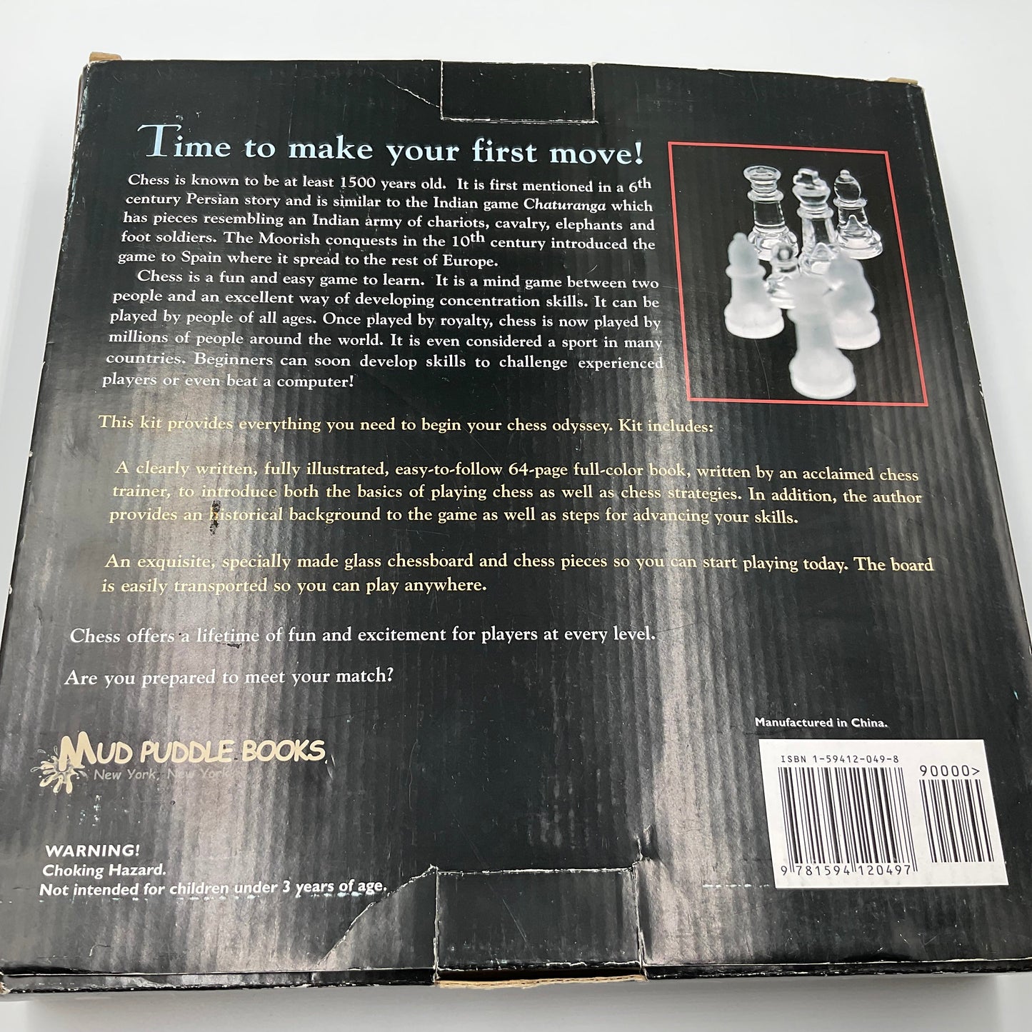 Vintage Glass Chess Set And Book