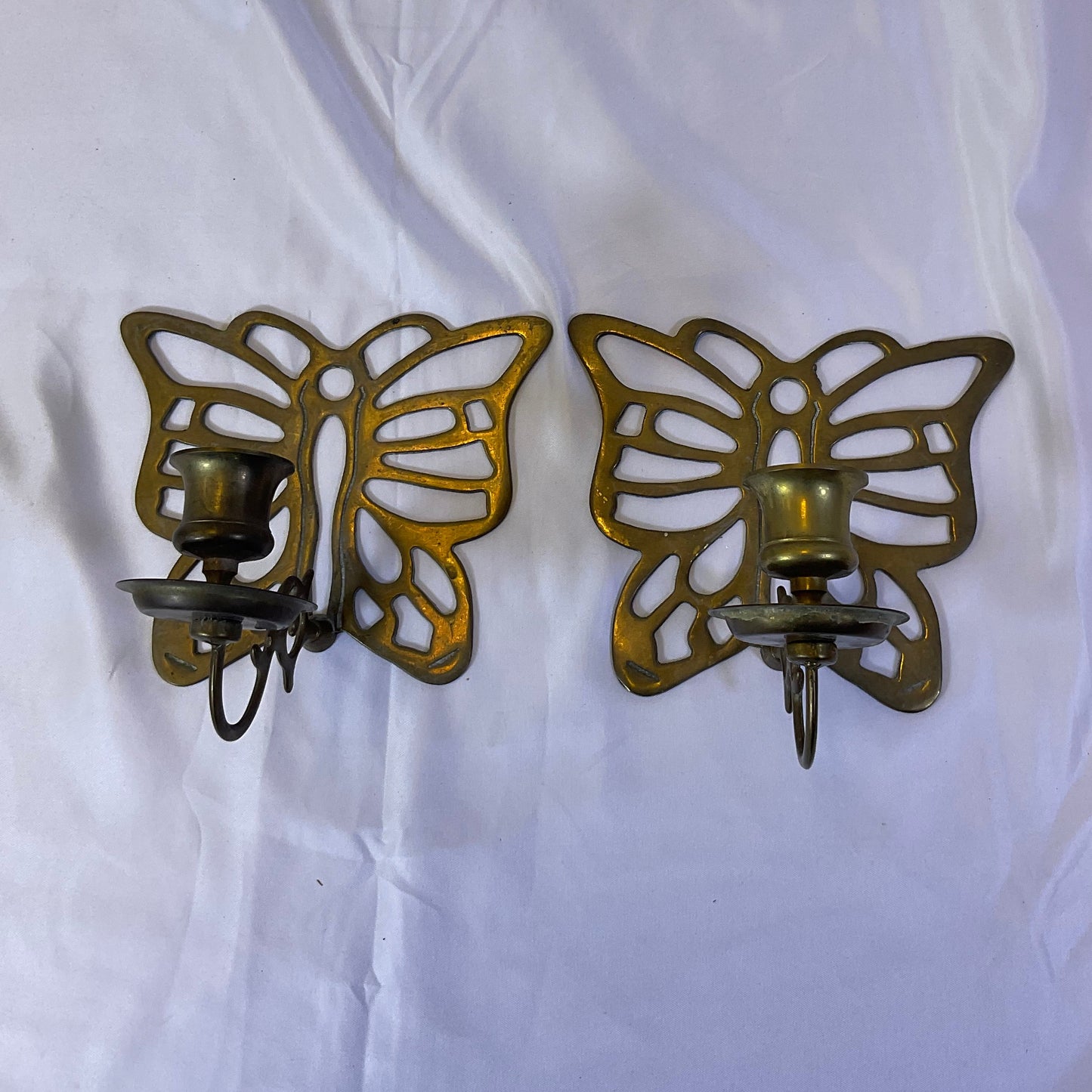 Solid Brass Butterfly Wall Candlestick Holder Set