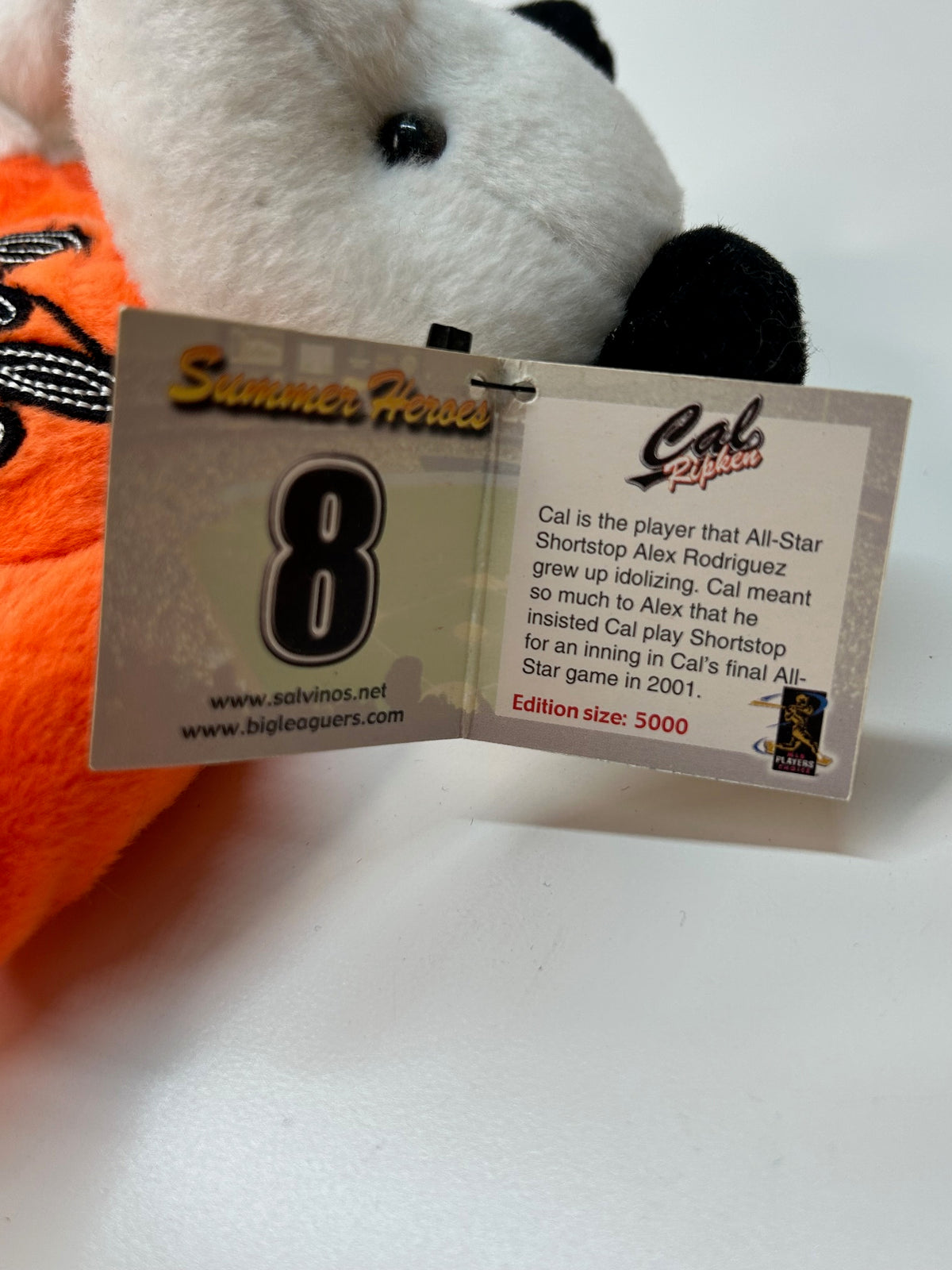 Cal Ripken Jr Limited Edition Commemorative Teddy Bear Orig Tags Drawstring Bag