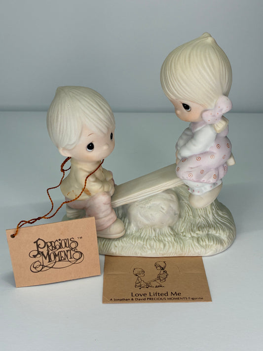 Precious Moments Vintage 1978 love Lifted Me Hand Painted Porcelain Collectible Figurine Original Box
