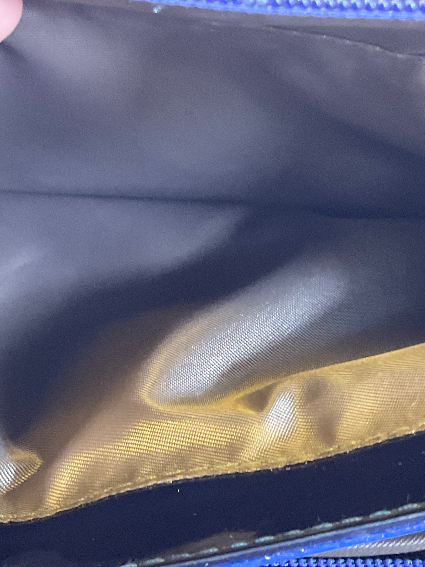 Royal Blue Patent Leather Style Goldtone Accent Zipper Tote Handbag