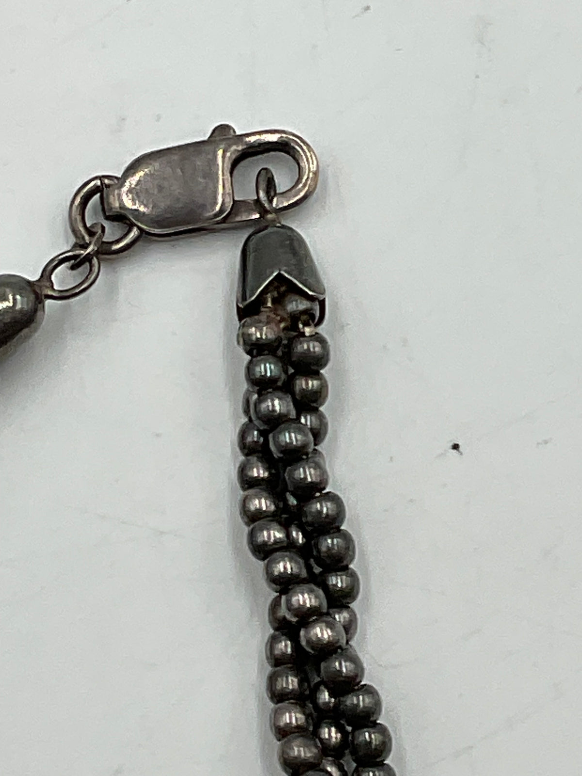 925 Beaded Bracelet Twisted 3-Strands Sterling Silver Lobster Clasp