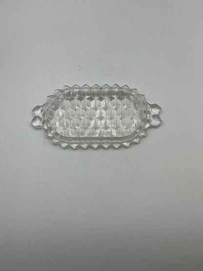 Vintage Fostoria American Clear Glass Creamer,Open Sugar Bowl and Matching Under Tray