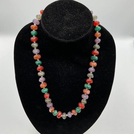 Multicolor Jellybean Shaped Beads Fashion Jewelry Necklace
