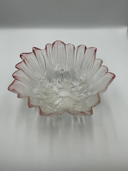 Vintage Mikasa Walther Pink Frosted Tulip Series Glass Bowl