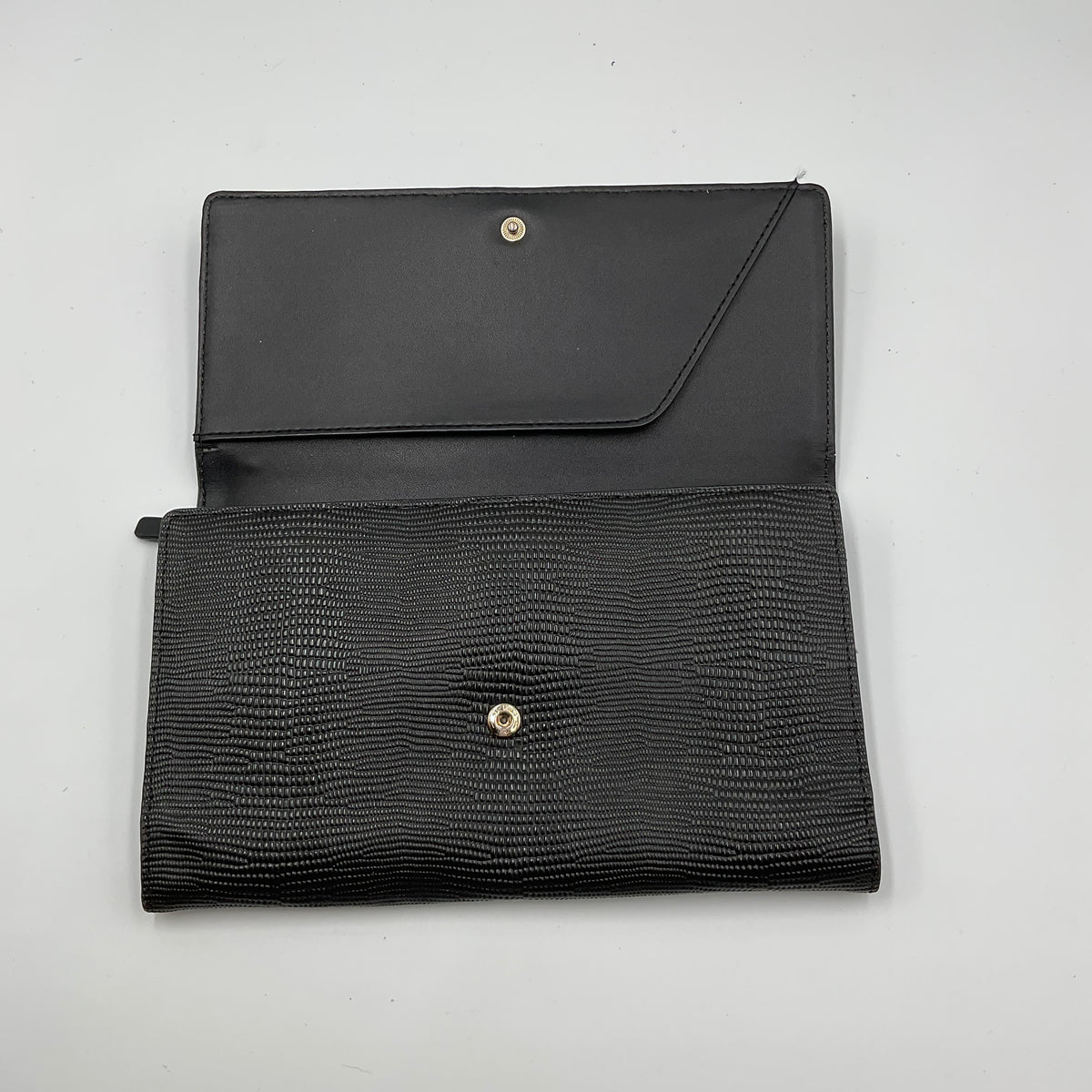 Kate Spade New York Black Lizard Embossed Foldover Clutch Wallet