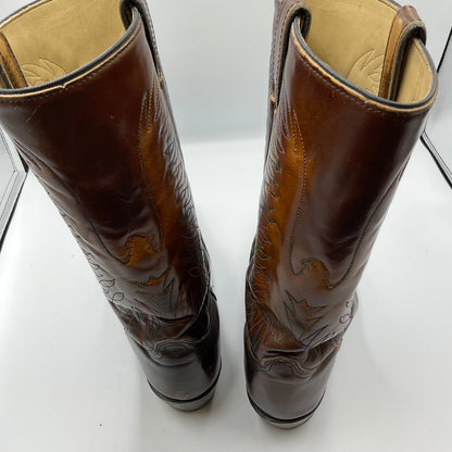 Vintage Wrangler 5630 Men's 9D Brown Leather Eagle Western Cowboy Boots