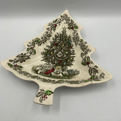 Vintage Johnson Bros. Christmas Tree-shaped Holiday Dish
