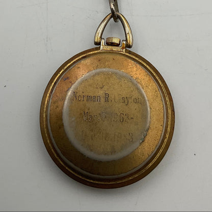 Vintage Timex Goldtone Pocket Watch Engraved Inscribed