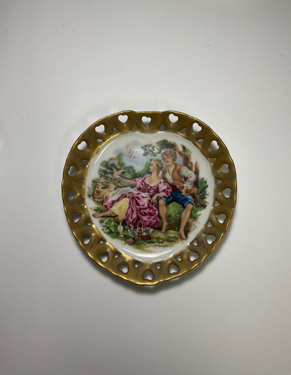 Plates 3 Set Vintage Porcelain Cabinet Plates Feature Courting Scenes Signed by Artist Francois Boucher