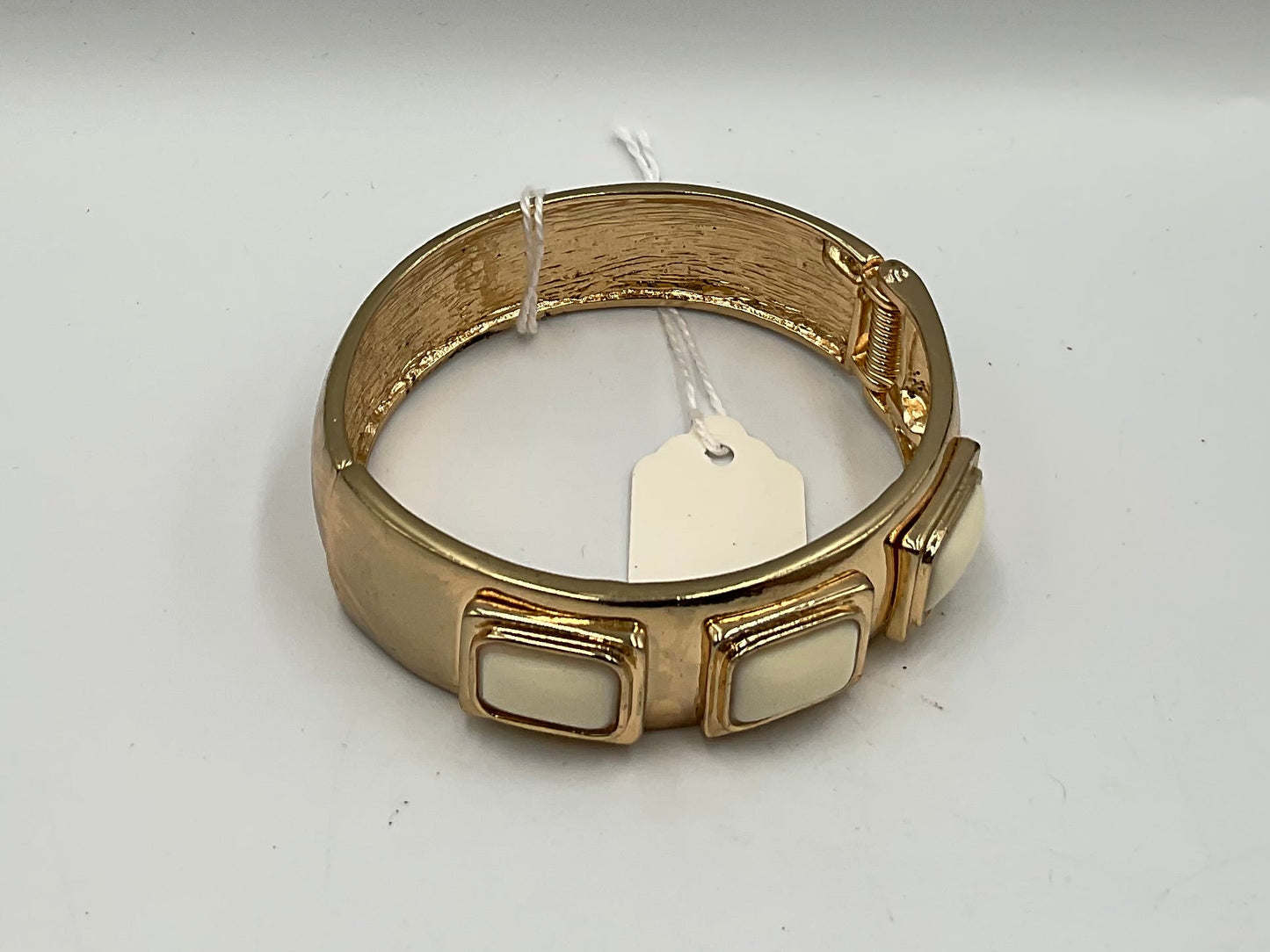 Gold Tone Bracelet with White Stones