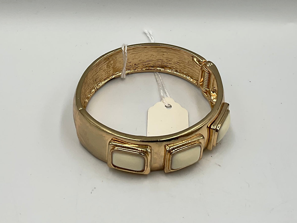 Gold Tone Bracelet with White Stones