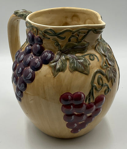 Noble Excellence Meritage 96 Oz Grape Vine Ceramic Pitcher 8.25"
