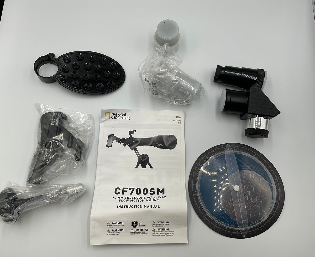 National Geographics CF700SM 70mm Refractor Telescope Parts Accessories Lot