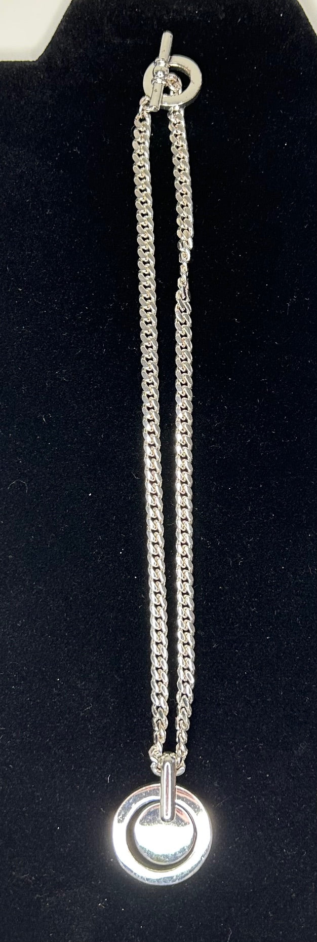 Teal and Silver Tone Circular Pendant 16" Necklace