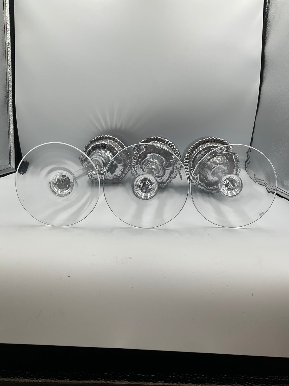 Kirkland home set of 3 glass silver hurricanes