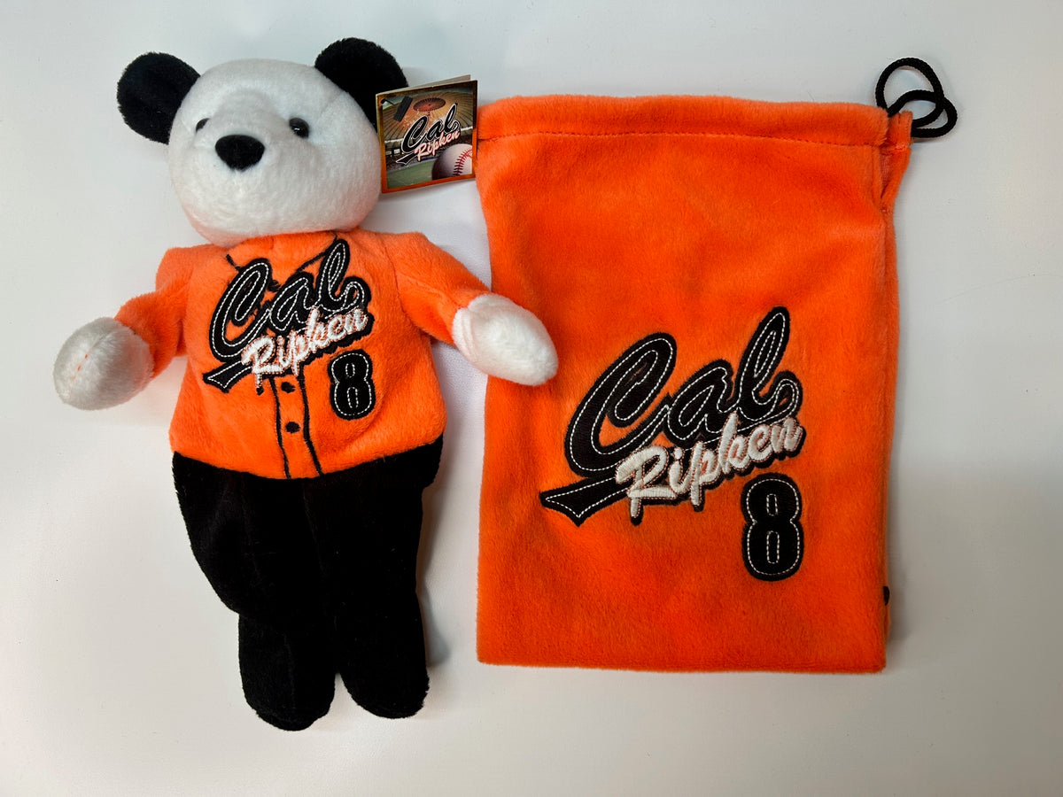 Cal Ripken Jr Limited Edition Commemorative Teddy Bear Orig Tags Drawstring Bag