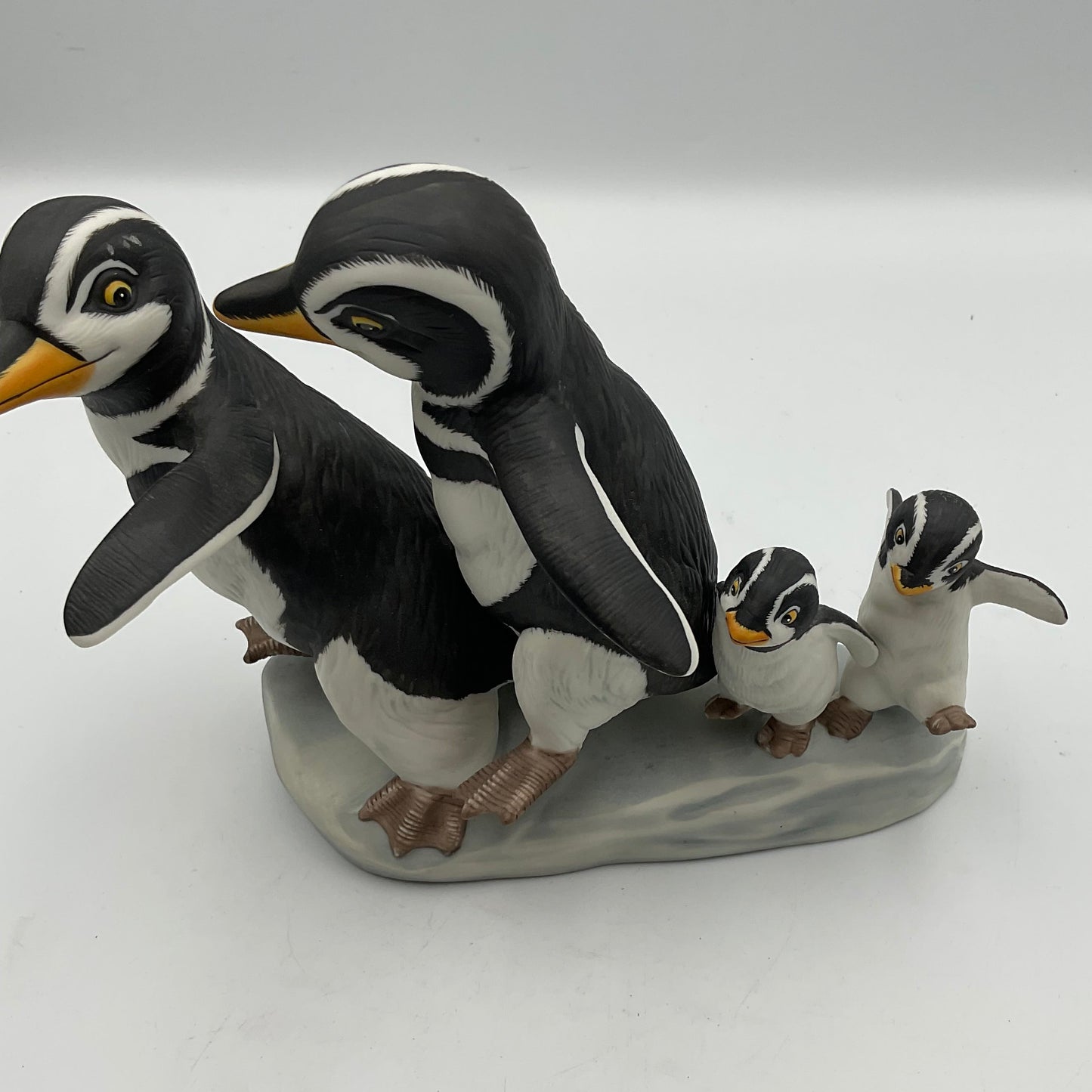 Walk This Way Vintage 1989 Franklin Mint Hand Painted Porcelain Penguins
