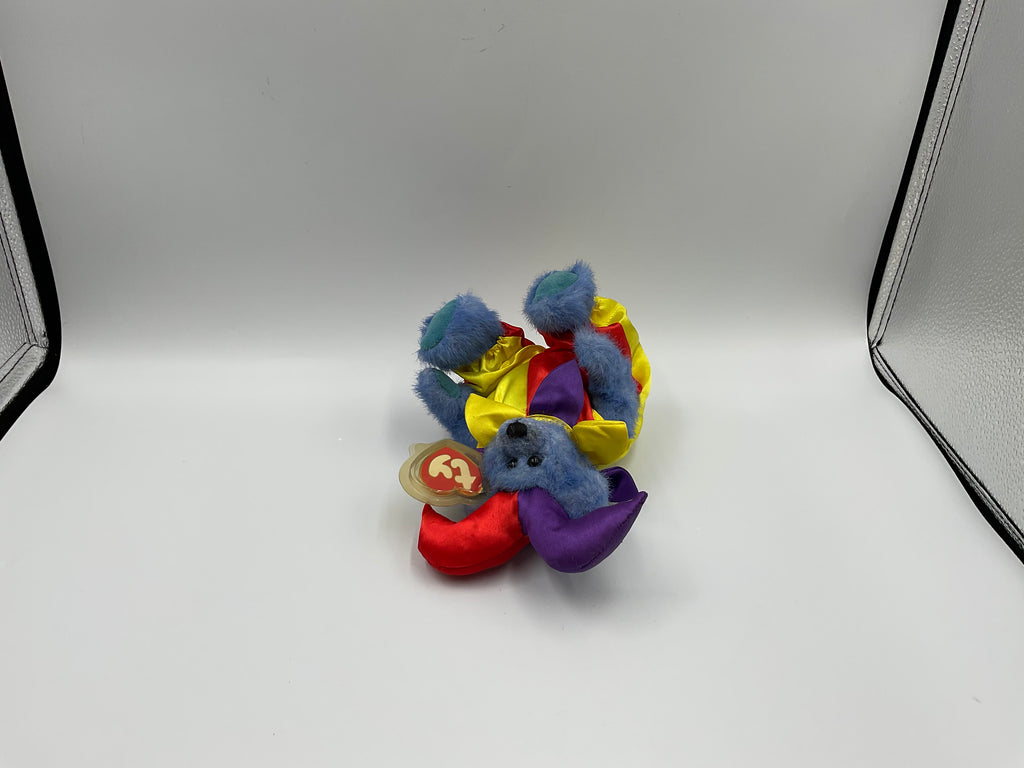 Ty Attic Treasures Calliope The Jester Bear Vintage Plush Jointed Teddy Blue