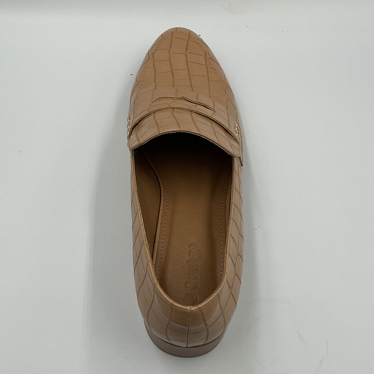 Coutgo Women's Classic Crocodile Print Casual Mid-Heel Stacked Loafers Size 10