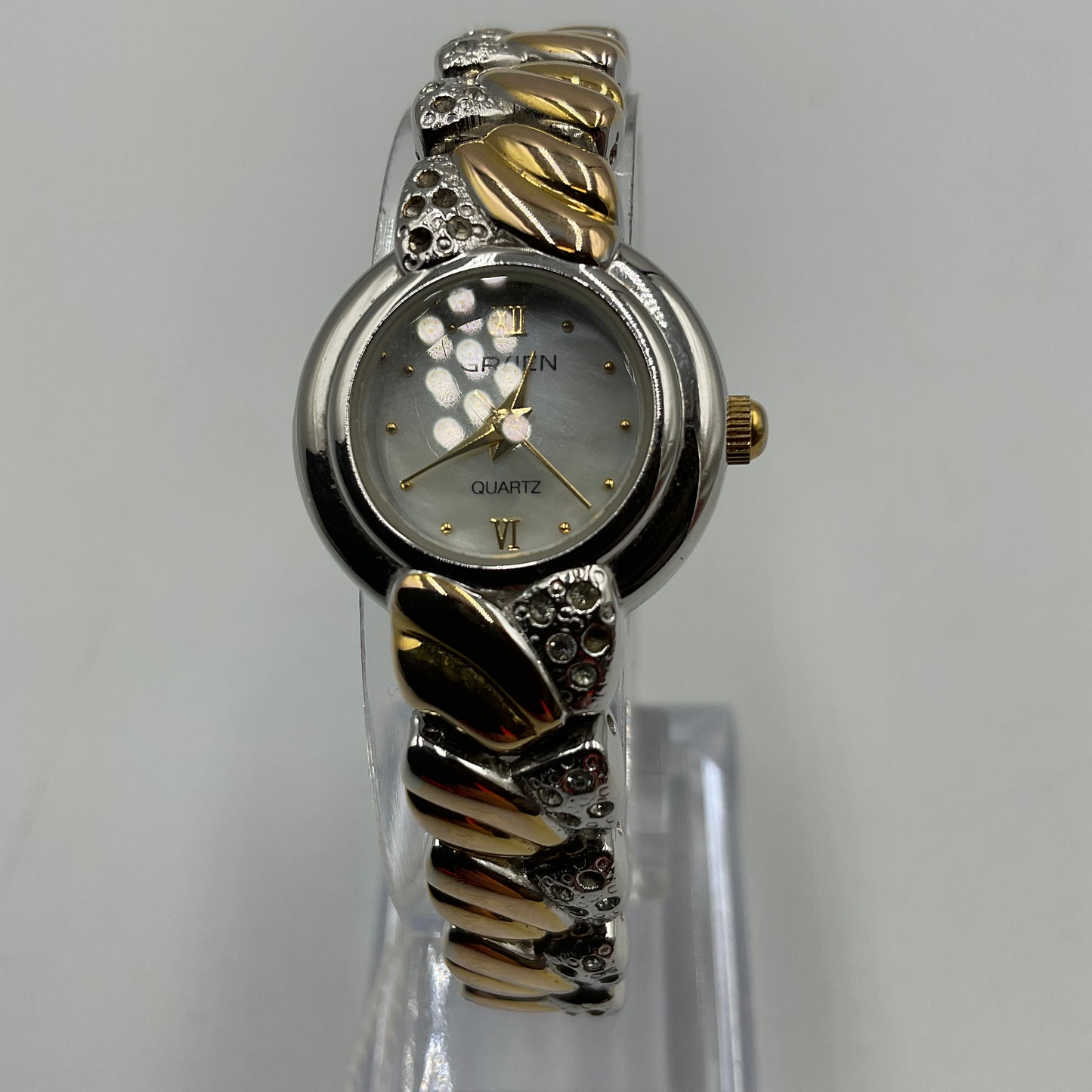 Gruen Two Tone Braided Band Watch NEW BATTERY