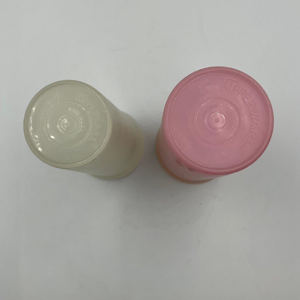 Vintage Tupperware Plastic Tumblers Green & Pink Lidded