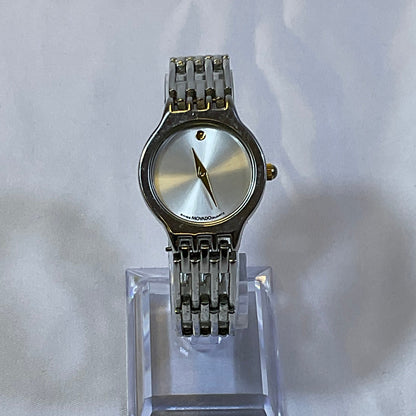 Movado 7777 Silvertone Women's Watch Goldtone Accents Pre-Owned