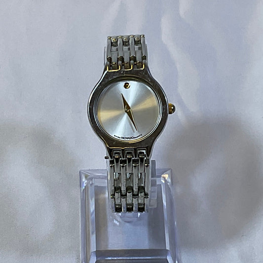 Movado 7777 Silvertone Women's Watch Goldtone Accents Pre-Owned
